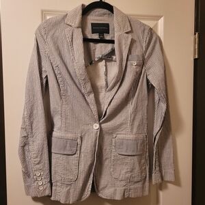 Banana Republic Navy and White Pinstripe Stretch Blazer Size 2